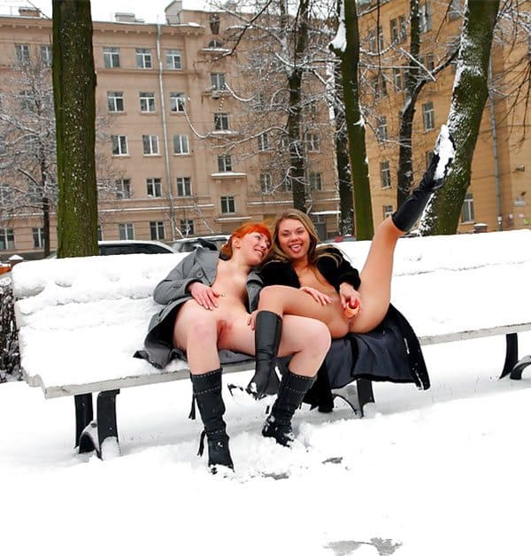 Горячий зимний секс на холодном снегу 19 фото