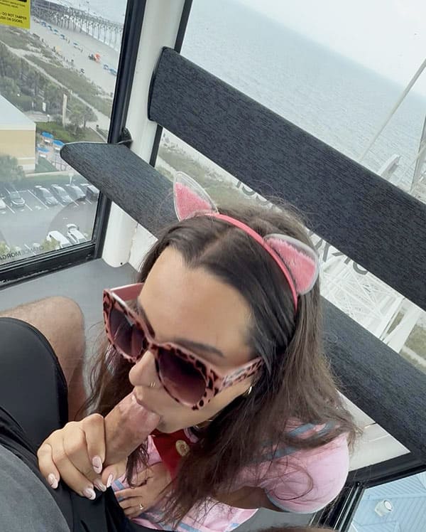 Девушка сосет член на колесе обозрения